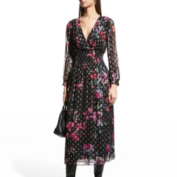 Shoshanna Sabrina Floral Surplice Long Sleeve Printed Dress